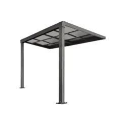 Aanleunende pergola IZEDA - 300 cmx300 cmx200 cm - Antracietgrijs Kunststof