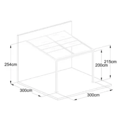 Aanleunende pergola IZEDA - 300 cmx300 cmx200 cm - Antracietgrijs Kunststof