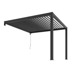 Aanleunende pergola SERADO - 304 cmx308 cmx220 cm - Antracietgrijs Metaal