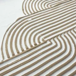Abstracte wanddecoratie set met structuur Taupe bogen - 40 x 30