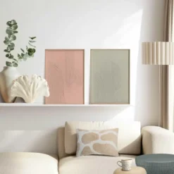 Abstracte wanddecoratie set met structuur Zachte lijnen - 40 x 30