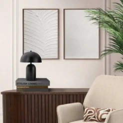 Abstracte wanddecoratie set met structuur Minimalistische bladeren - 40 x 30