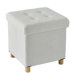 ACAZA Poef met Opbergruimte - Poef met pootjes - 40x37x37cm - Wit