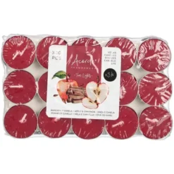 Acorde theelichtjes - appel/kaneel geur - 30x - rood - 3 uur