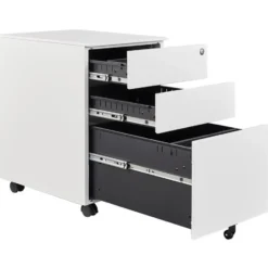 Afsluitbaar ladeblok / bureaukast 39x60 cm - 3 lades - Wit
