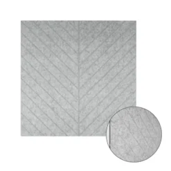 Akoestisch wandpaneel PET-vilt - 100x100cm - Visgraat motief Lichtgrijs
