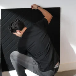 Akoestisch wandpaneel PET-vilt - 100x100cm - Visgraat motief Lichtgrijs