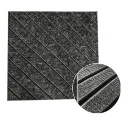 Akoestisch wandpaneel - 5 stuks - 60x60cm - Lijnmotief Donkergrijs