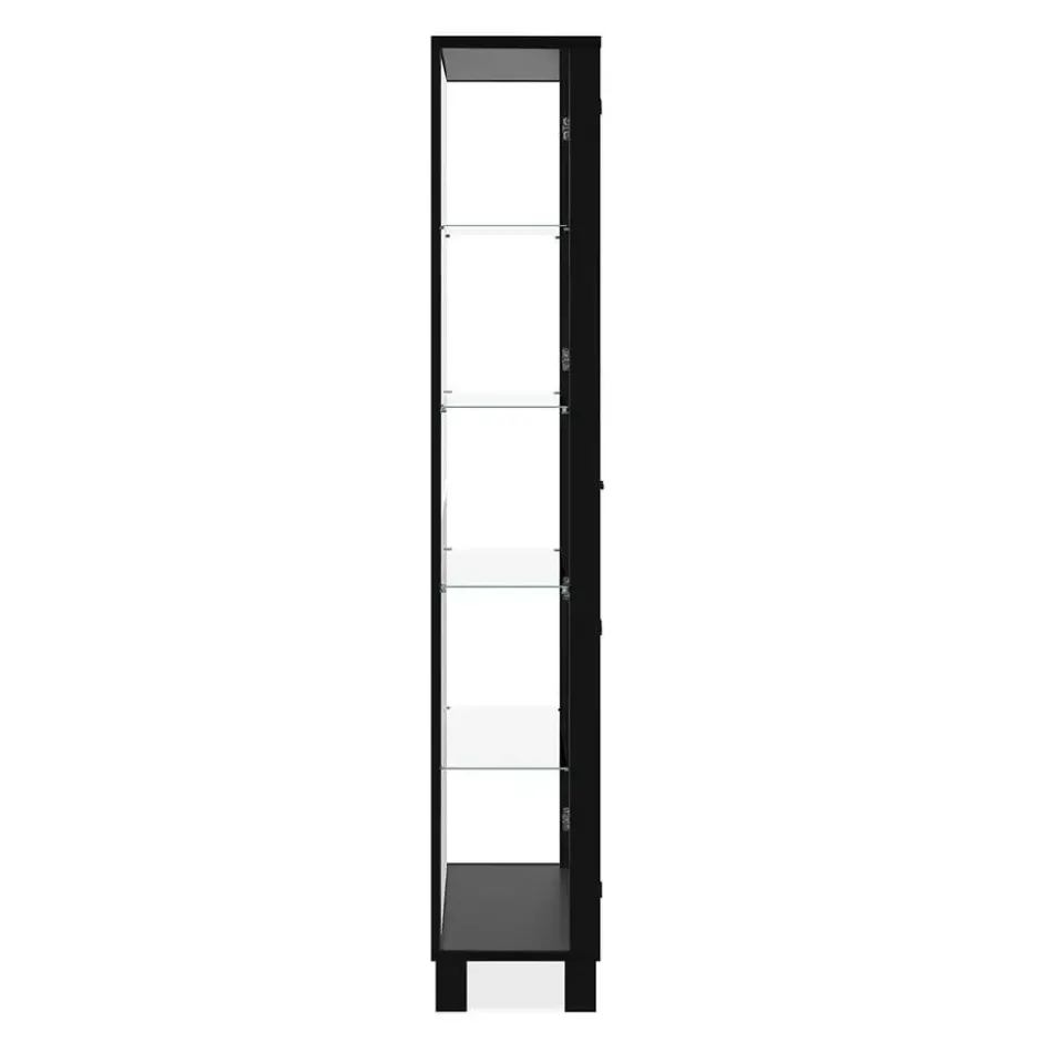 ALBI Vitrinekast met 2 deuren - Zwart - 33x62x189 cm