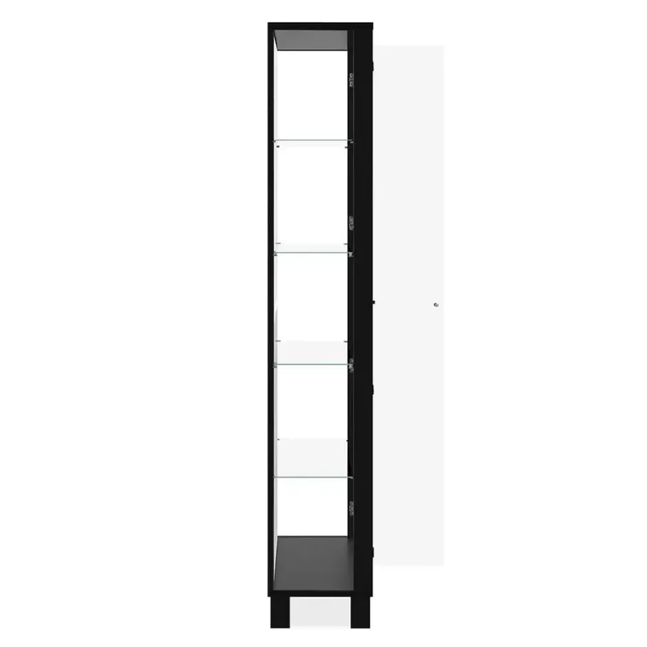 ALBI Vitrinekast met 2 deuren - Zwart - 33x62x189 cm