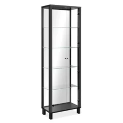 ALBI Vitrinekast met 2 deuren - Zwart - 33x62x189 cm