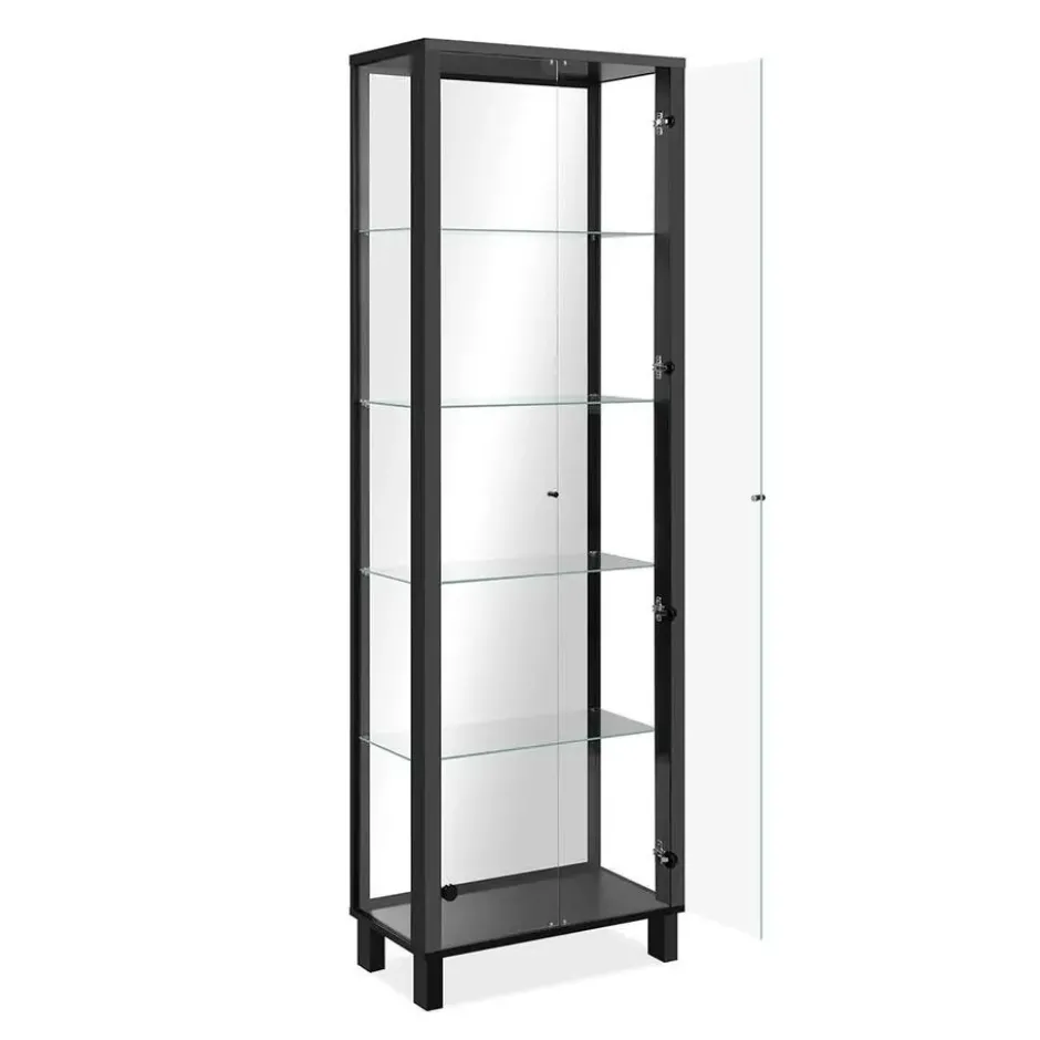 ALBI Vitrinekast met 2 deuren - Zwart - 33x62x189 cm