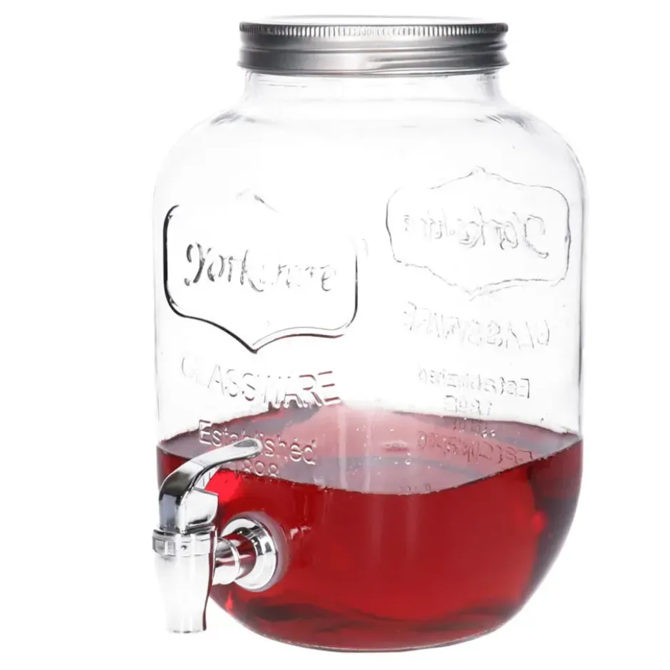 Alessandro Drankdispenser Pina met kraantje - 3,8L - glas - 25 cm