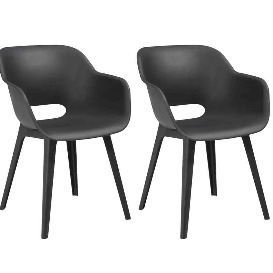 Allibert Tuinstoel Akola - grafiet (2 stuks )