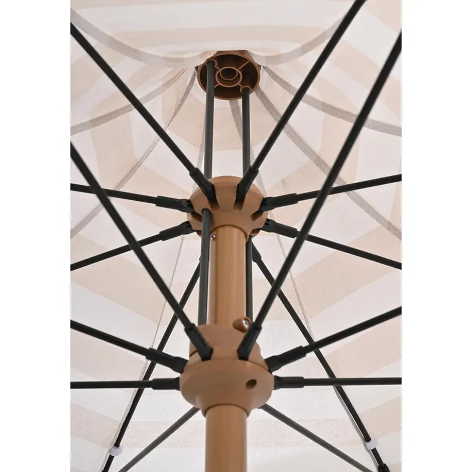 Aloha – stokparasol Ø200 cm – light teak look – taupe/ecru