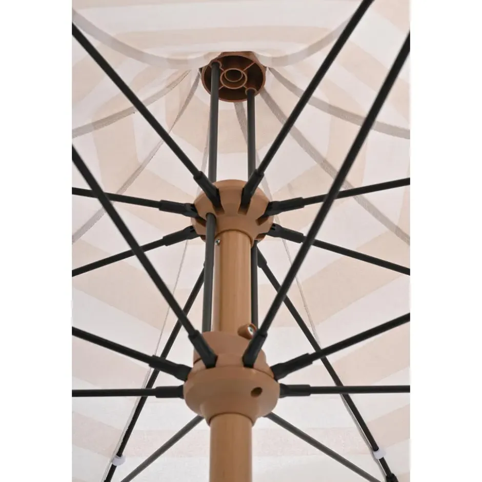 Aloha – stokparasol Ø200 cm – light teak look – taupe/ecru
