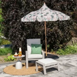 Aloha – stokparasol Ø200 cm – light teak look – palm forest