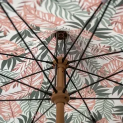 Aloha – stokparasol Ø200 cm – light teak look – palm forest