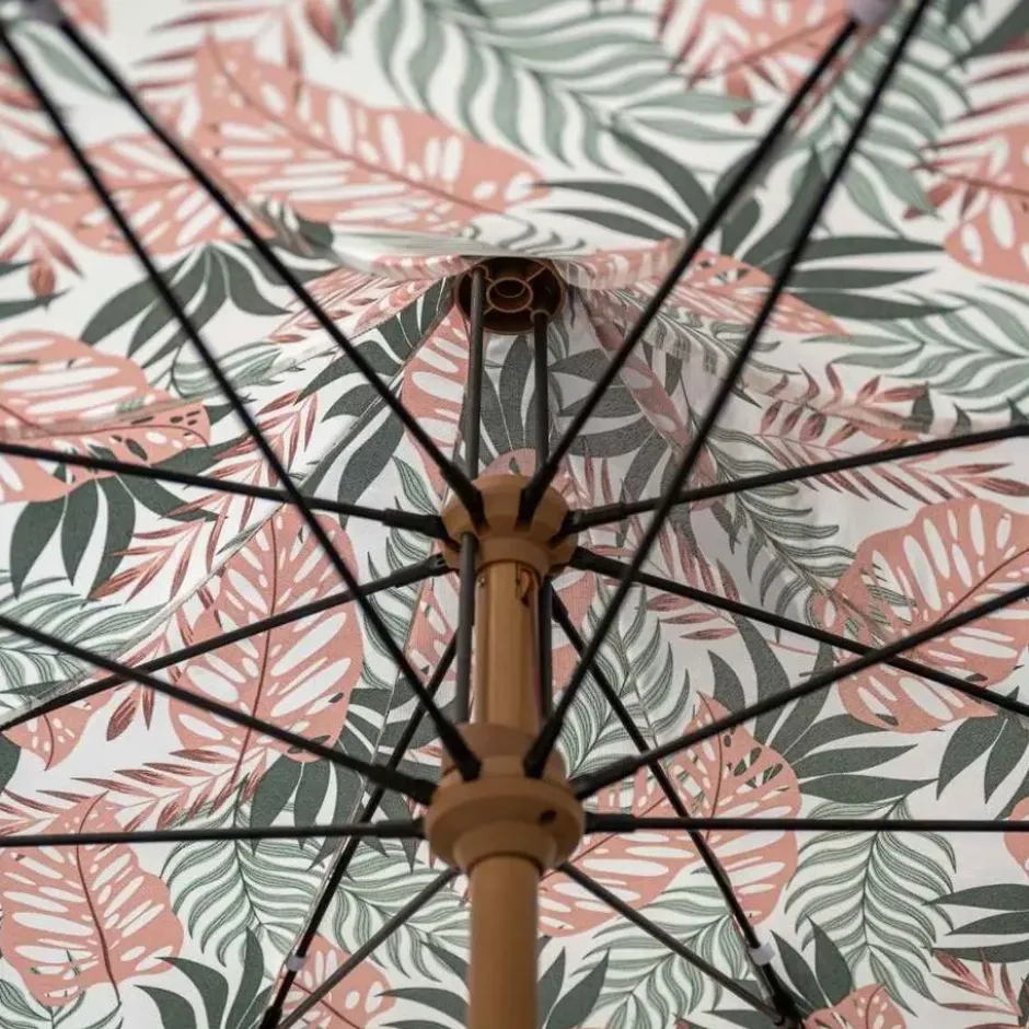 Aloha – stokparasol Ø200 cm – light teak look – palm forest
