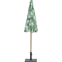 Aloha – stokparasol Ø200 cm – light teak look – palm green