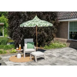 Aloha – stokparasol Ø200 cm – light teak look – palm green