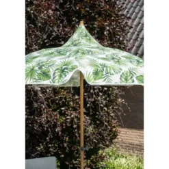 Aloha – stokparasol Ø200 cm – light teak look – palm green