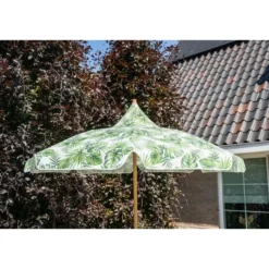 Aloha – stokparasol Ø200 cm – light teak look – palm green
