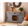 Alpinist-Dressoir met 3 lades + 2 deuren + 1 glazen deur in grijs