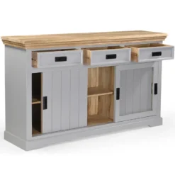 Alpinist-Dressoir met 3 lades + 2 deuren + 1 glazen deur in grijs