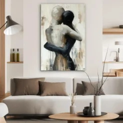 Aluminium Schilderij 60x90 cm Abstract - Liefde - Zwart wit - Modern
