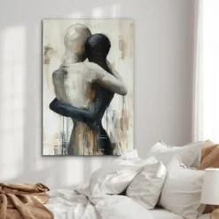 Aluminium Schilderij 60x90 cm Abstract - Liefde - Zwart wit - Modern