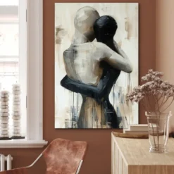 Aluminium Schilderij 60x90 cm Abstract - Liefde - Zwart wit - Modern