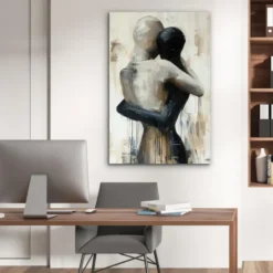 Aluminium Schilderij 60x90 cm Abstract - Liefde - Zwart wit - Modern