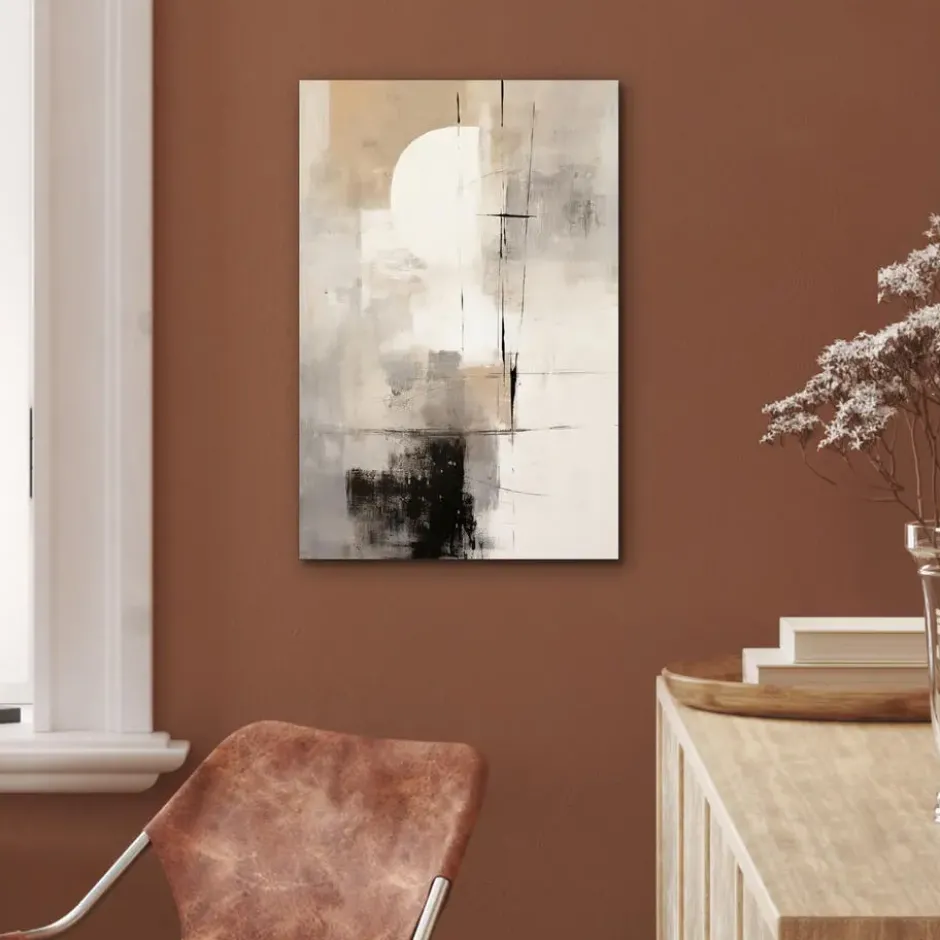 Aluminium Schilderij 40x60 cm Abstract - Kunst - Grijs
