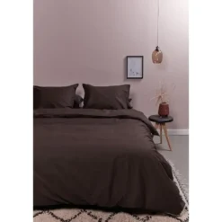 Ambiante Cotton Uni dekbedovertrek - 140x200/220 - Bruin