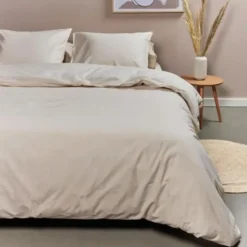 Ambiante Dekbedovertrek Uni Cotton Sand-Lits-jumeaux (240 x 200/220 cm)