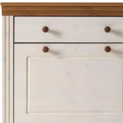 Anita - Schoenenkast met 2 kleppen en 1 lade in wit/natuurlijk grenen