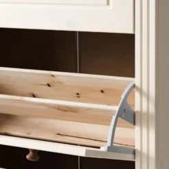Anita - Schoenenkast met 3 kleppen in wit/natuurlijk grenen