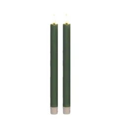 Anna Collection Led dinerkaarsen - 2x - groen - 25 cm - 3D vlam