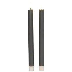 Anna Collection Led dinerkaarsen - 2x - taupe grijs - 25 cm