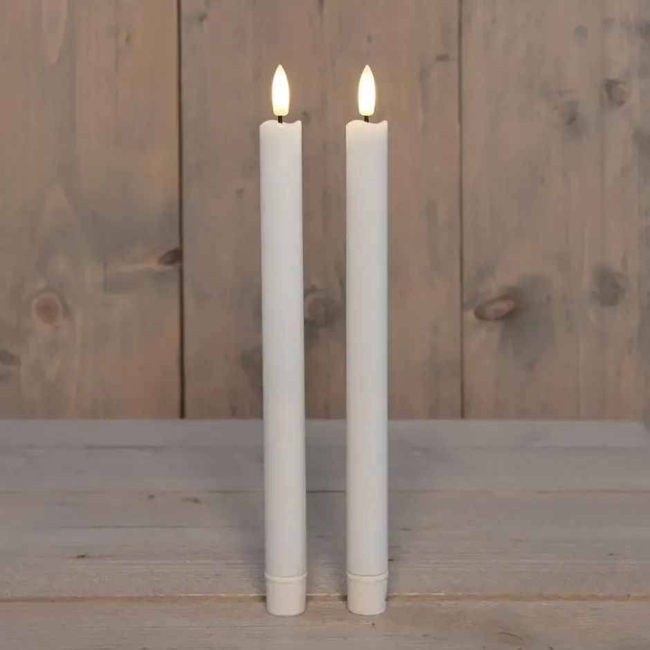 Anna Collection Led dinerkaarsen - 2x - wit - 25 cm - 3D vlam