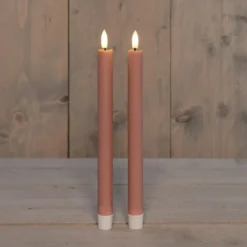 Anna Collection Led dinerkaarsen - 2x - roze - 25 cm - 3D vlam