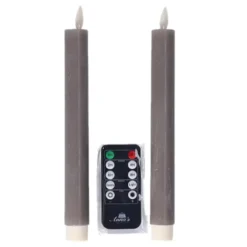 Anna Collection LED dinerkaarsen - 2x - grijs - 23 cm