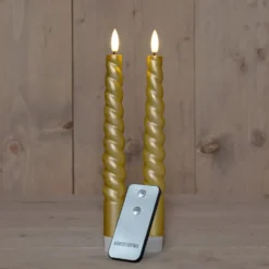 Anna Collection LED swirl dinerkaarsen - 2x st - goud - 23 cm