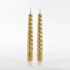 Anna Collection LED swirl dinerkaarsen - 2x st - goud - 23 cm