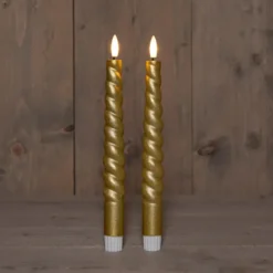 Anna Collection LED swirl dinerkaarsen - 2x st - goud - 23 cm