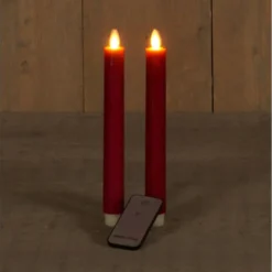 Anna's Collection Dinerkaarsen - 2x - rood - LED - met remote