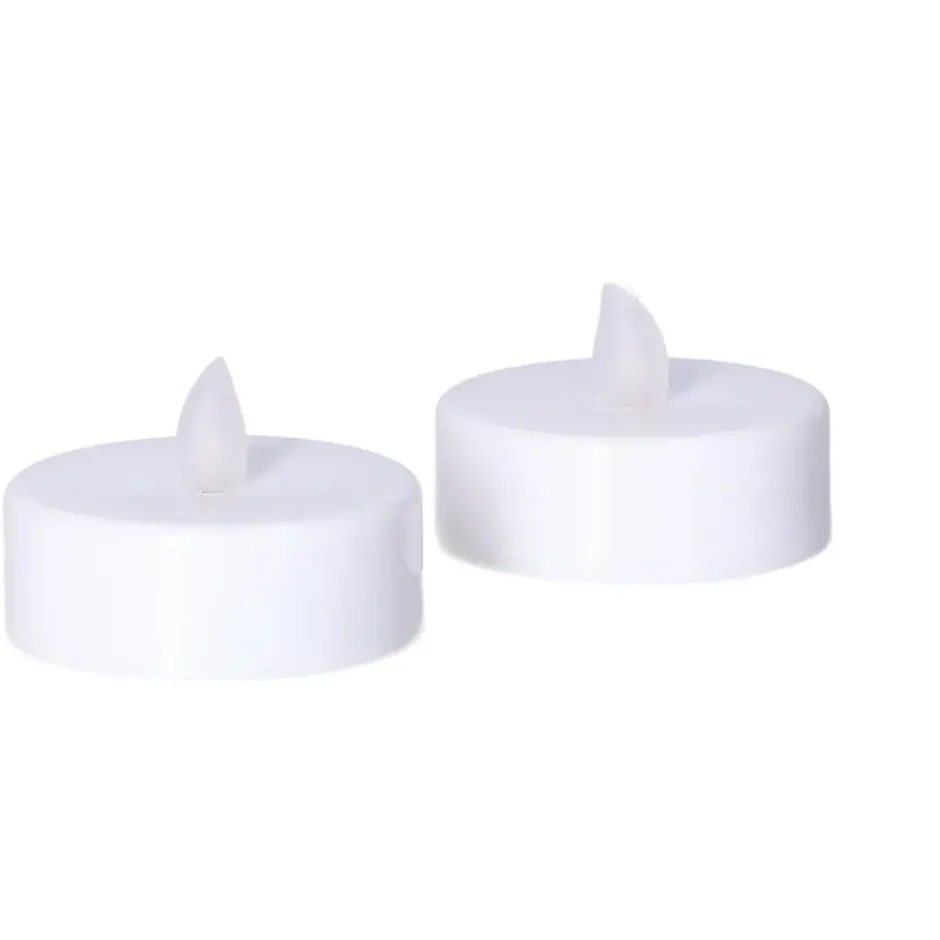 Anna's Collection Grote LED theelichtjes - 2x - wit -6 x 4,5 cm