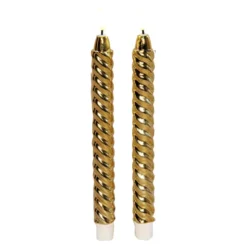 Anna's Collection LED dinerkaarsen - 2x -goud - 25 cm - swirl