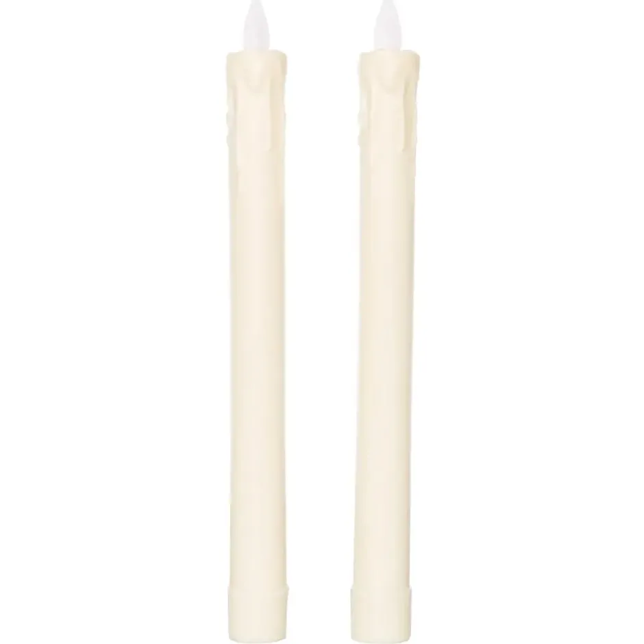 Anna's Collection LED Dinerkaarsen - 2x stuks - ivoor - 24 cm